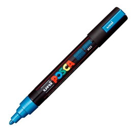 POSCA PC-5M Marcador de Pintura No Permanente Punta Bala 1,8-2,5 mm Azul Metálico (Set de 6) (Set de 6)