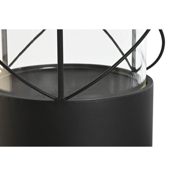 DKD Home Decor Set de 2 Portavelas de Metal y Cristal Negro
