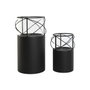DKD Home Decor Set de 2 Portavelas de Metal y Cristal Negro