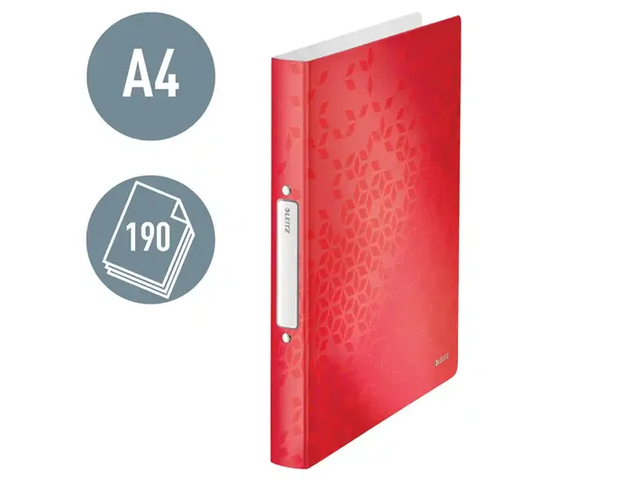 Leitz Wow Carpeta de 2 anillas redondas 25 mm polipropileno DIN A4 color rojo