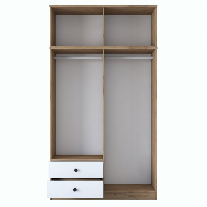 Hanah Home BA121 - 2696 Armario Dormitorio Nogal y Blanco 120x216.8x42.5 cm