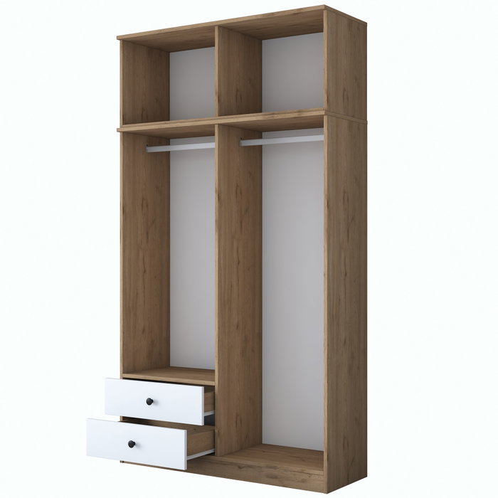 Hanah Home BA121 - 2696 Armario Dormitorio Nogal y Blanco 120x216.8x42.5 cm