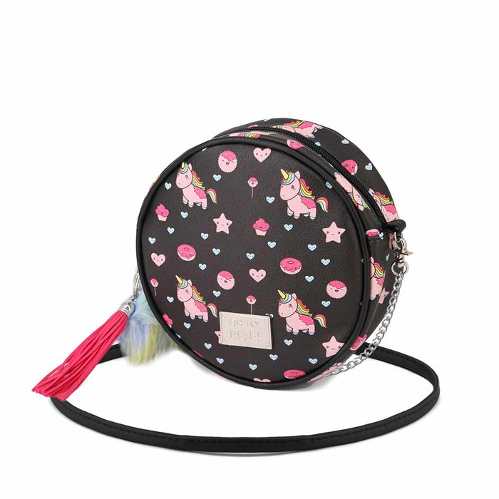 Oh My Pop Bolso Bandolera Redondo Popnicorn Negro
