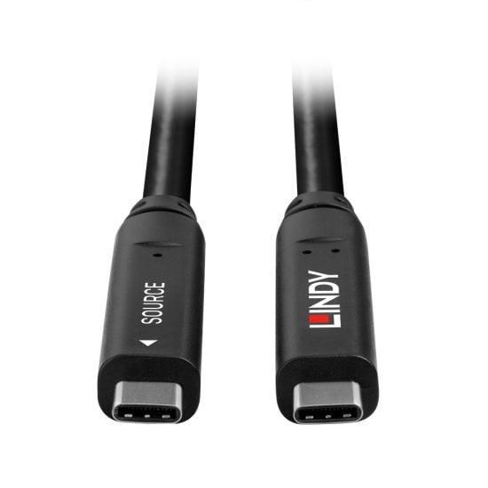 Lindy Cable Híbrido USB 3.2 Gen 1 y DP 1.4 Tipo C de 10m con Fibra Óptica y Power Delivery 60W Lindy Cable Híbrido USB 3.2 Gen 1 y DP 1.4 Tipo C de 10m con Fibra Óptica y Power Delivery 60W