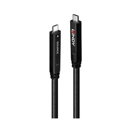 LINDY Cable Hibrido USB-C a USB-C 10m USB 3.2 Gen 1 & DP 1.4 Negro, CROMO 43333