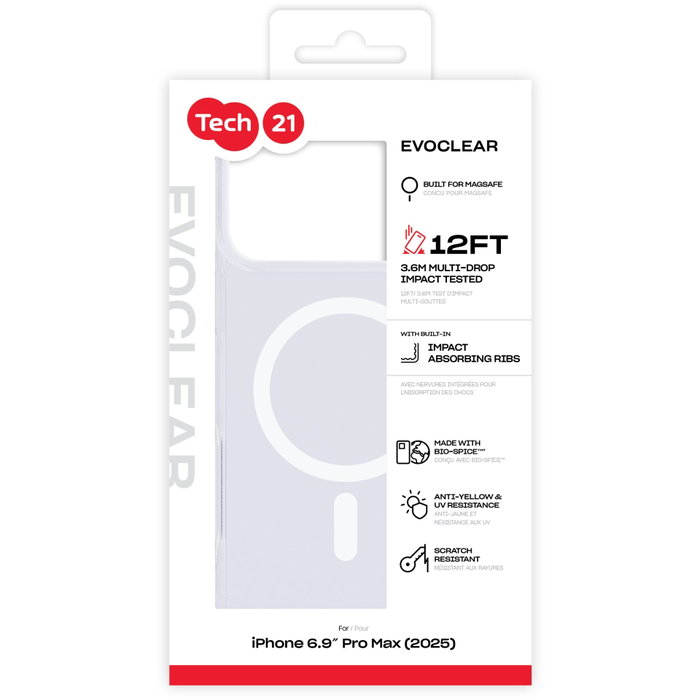 Tech21 EvoClear Case MagSafe para iPhone 17 Pro Max Transparente