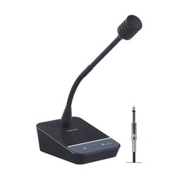 Fonestar Micrófono de Sobremesa MICSET-D32J con Cápsula Cardioide, Flexo Ajustable 32 cm, Interruptor ON/OFF, Conector Jack 6.3 mm, para Conferencias y Comunicación Profesional