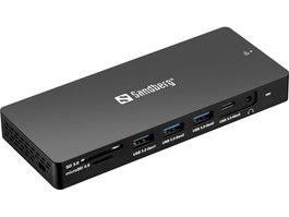 Sandberg USB-C 13in1 DockingStation Pro Estación de Acoplamiento con 13 Puertos, 4K 60Hz, 10Gbps, PD 100W USB-C