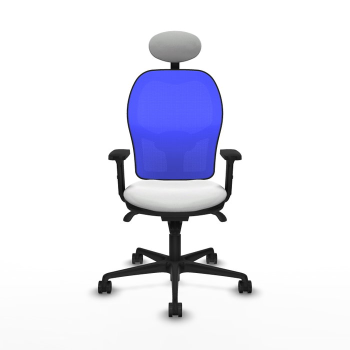 PIQUERAS Y CRESPO Silla de oficina Jorquera con mecanismo Sincro, tela Blanca y malla Azul