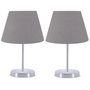 Opviq 2354 Juego de 2 Lámparas de Mesa Gris 37cm PVC Pantalla 22cm Patas Metal Diseño Escandinavo