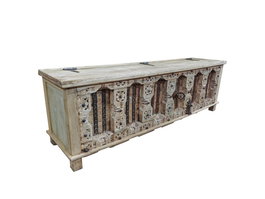 DKD Home Decor Mueble TV Unique / antique Natural 194 x 63 x 50 cm Madera Tallada
