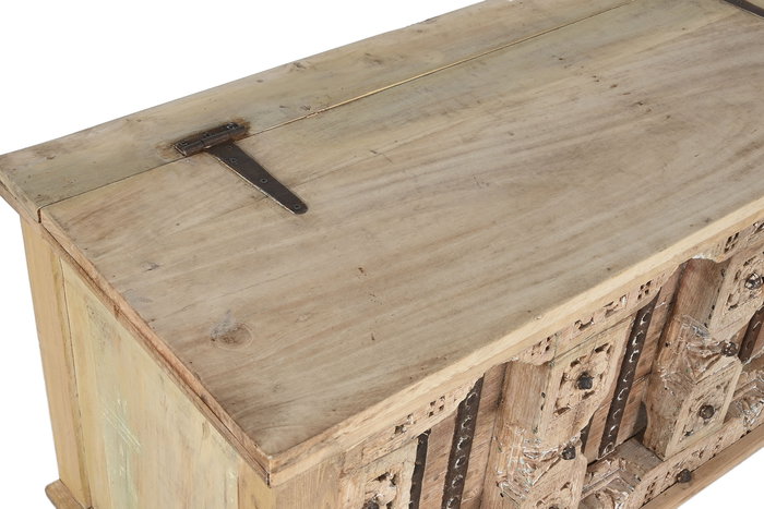 DKD Home Decor Mueble TV Unique / antique Natural 194 x 63 x 50 cm Madera Tallada