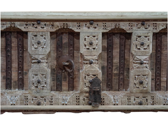 DKD Home Decor Mueble TV Unique / antique Natural 194 x 63 x 50 cm Madera Tallada