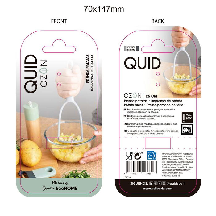 Prensa Patatas Ozon Quid 26 cm (12 Unidades)