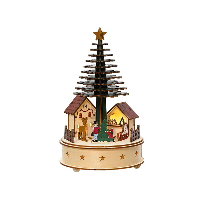 Lumineo Casita microled con árbol de Navidad, música y movimiento, 15 x 25 cm Lumineo Casita microled con árbol de Navidad, música y movimiento, 15 x 25 cm