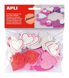 Apli Formas Goma Eva Adhesivas Corazones Con Purpurina Colores Surtidos 52 Unidades