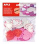 Apli Formas de Corazón de Goma EVA Adhesivas con Purpurina Colores Surtidos