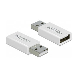 DeLOCK Adaptador USB 2.0 Type-A Macho a Hembra con Bloqueador de Datos Blanco
