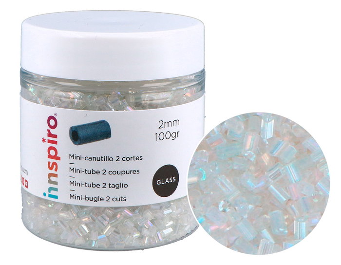 Innspiro Rocalla de Vidrio Cilindro Mini Transparente 2x2mm 95g Innspiro Rocalla de Vidrio Cilindro Mini Transparente 2x2mm 95g