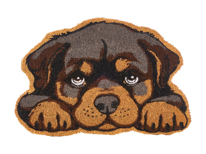 Giftdecor Felpudo Forma Perro 60x40 cm Fibra de Coco y Plástico Marrón/Negro (Set de 10)