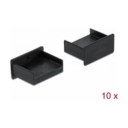 DeLOCK Cubierta antipolvo para USB Tipo A hembra sin agarre, 10 unidades, Negro