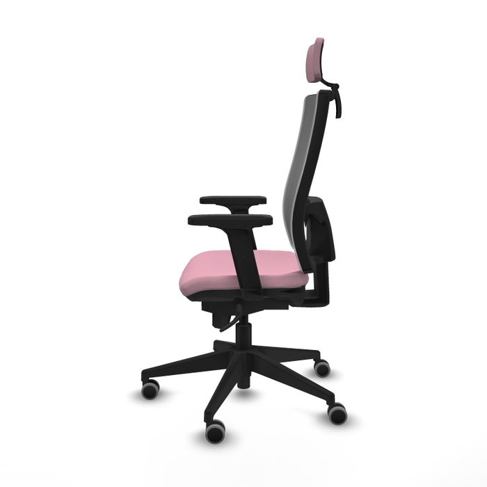 PIQUERAS Y CRESPO Silla de oficina Horna Rosa y Gris con Mecanismo Sincro