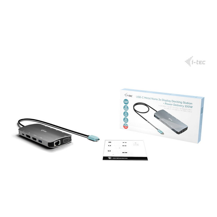 I tec Docking Station USB-C Metal Nano 3x Display Plata I tec Docking Station USB-C Metal Nano 3x Display Plata