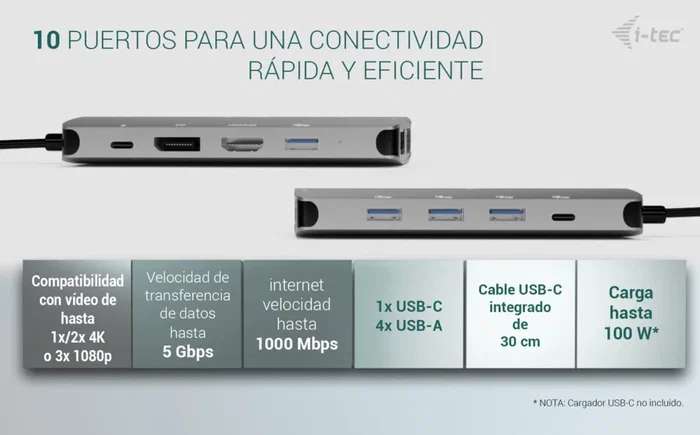 I-tec USB-C Metal Nano 3x Display Docking Station Plata I-tec USB-C Metal Nano 3x Display Docking Station Plata