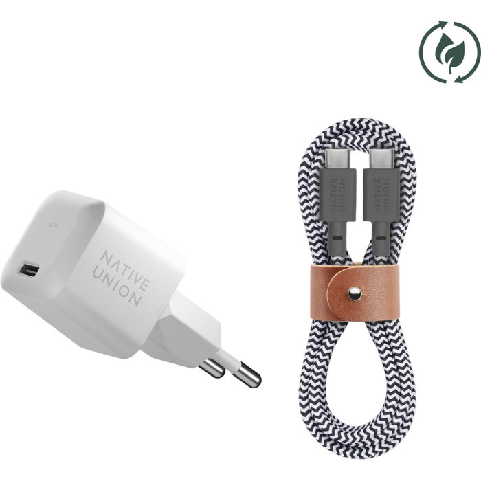 Native Union Cargador Fast GaN 30W USB-C y Cable USB-C Blanco Native Union Cargador Fast GaN 30W USB-C y Cable USB-C Blanco