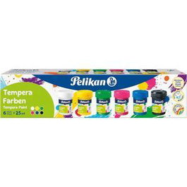 PELIKAN Estuche 6 botes de témpera de 25 ml colores primarios