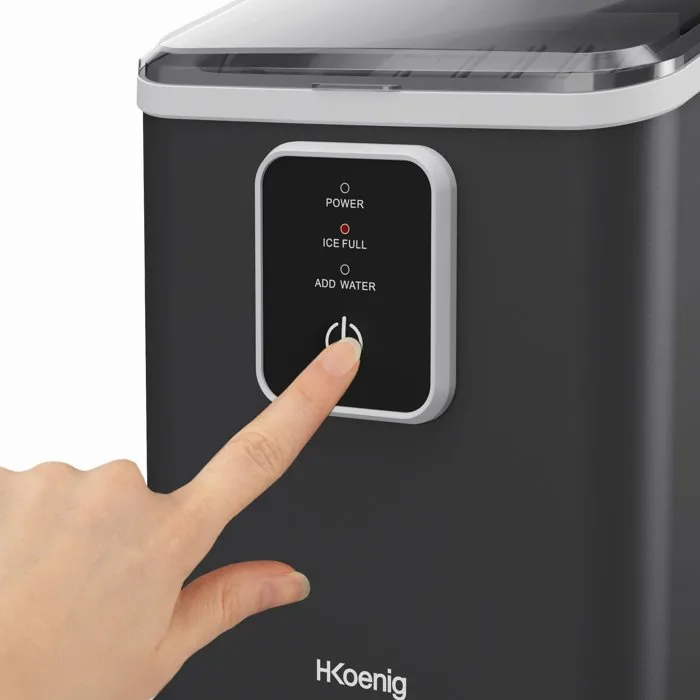 Hkoenig KUB12 Máquina de Hielo, Hasta 12 kg Cubitos al Día, 6-13 Min Producción, 120 W, Negro