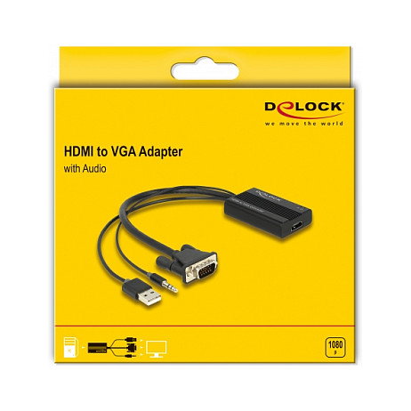DeLOCK Adaptador HDMI a VGA con Audio 64172, 25 cm