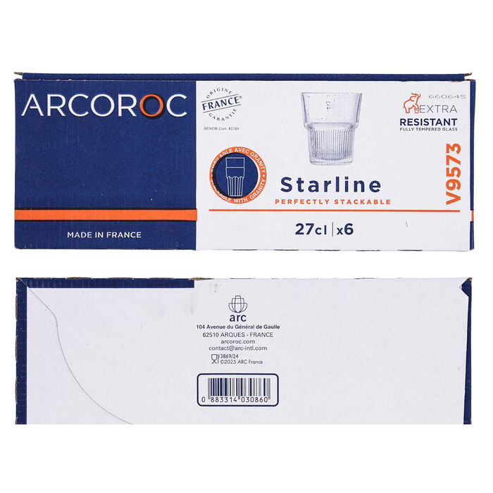 Caja 6 Vasos Bajos Tensionados Starline Arcoroc 27 cL