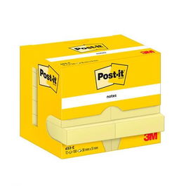 Post-It Bloc Notas Adhesivas 653 100H 38x51 Canary Yellow Paquete 12 Unidades