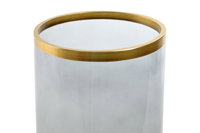 DKD Home Decor Portavelas de Cristal Transparente y Dorado