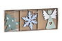 DKD Home Decor Decoración Colgante Navidad Moderna Azul Verde Blanco 8 x 1.5 x 21 cm Set de 3