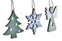DKD Home Decor Decoración Colgante Navidad Moderna Azul Verde Blanco 8 x 1.5 x 21 cm Set de 3