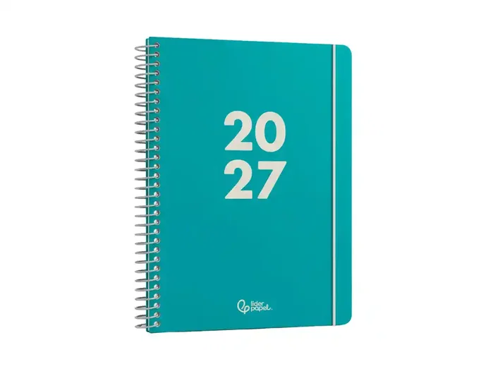 Liderpapel Agenda Oficina 2027 Espiral Basic Día Página A6 Turquesa