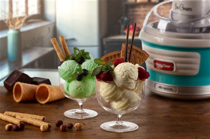 Ariete 643/01 Heladera Eléctrica Party Time Azul 1.5L para Hacer Helados Caseros