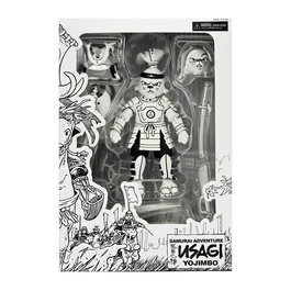 NECA Figura Usagi Yojimbo Black & White Version, Colección Scale Action 18cm - Figura de Acción Articulada con Katana, Casco y Spot (Edición Limitada, Producto Oficial)