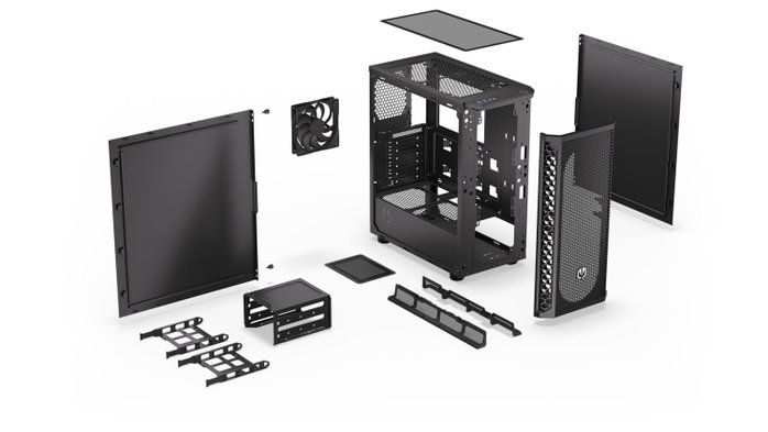 Endorfy Signum 300 Solid Caja Ordenador Torre Media, 8 Ventiladores, 350mm GPU, 4x2.5 Disco ATX