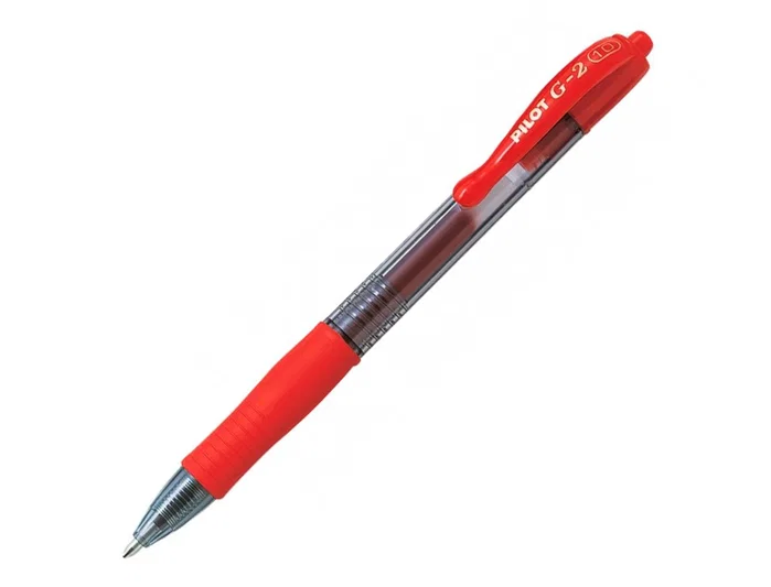 Bolígrafo Pilot G-2 Rojo Tinta Gel Retráctil Sujeción de Caucho Trazo 0,4 mm en Blister
