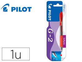 Bolígrafo Pilot G-2 Rojo Tinta Gel Retráctil Sujeción de Caucho Trazo 0,4 mm en Blister