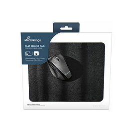 MEDIARANGE Alfombrilla de Ratón MROS253, Plana, Base Antiderrapante, Color Negro Monocromo, Dimensiones 250 * 220 * 3 mm