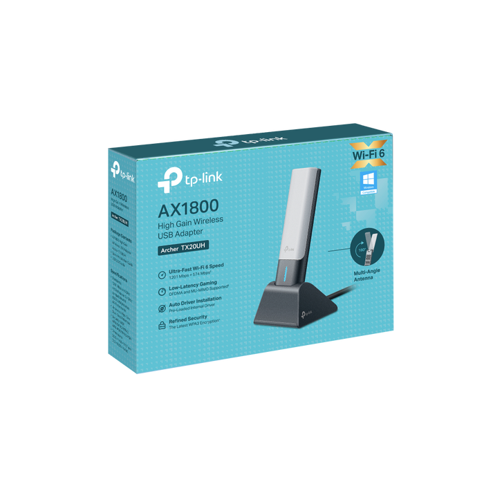 TP-Link ARCHER TX20UH Adaptador USB WiFi AX1800 Dual Band 574+1201 Mbps High Gain, Compatible con Wi-Fi 6