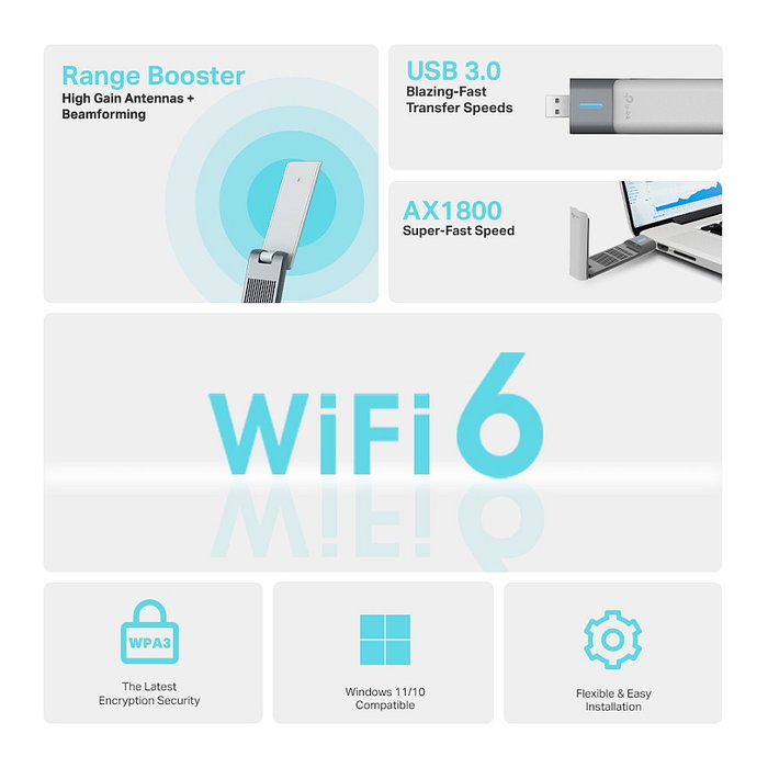 TP-Link Archer TX20UH AX1800 Adaptador Wi-Fi 6 USB TP-Link Archer TX20UH AX1800 Adaptador Wi-Fi 6 USB