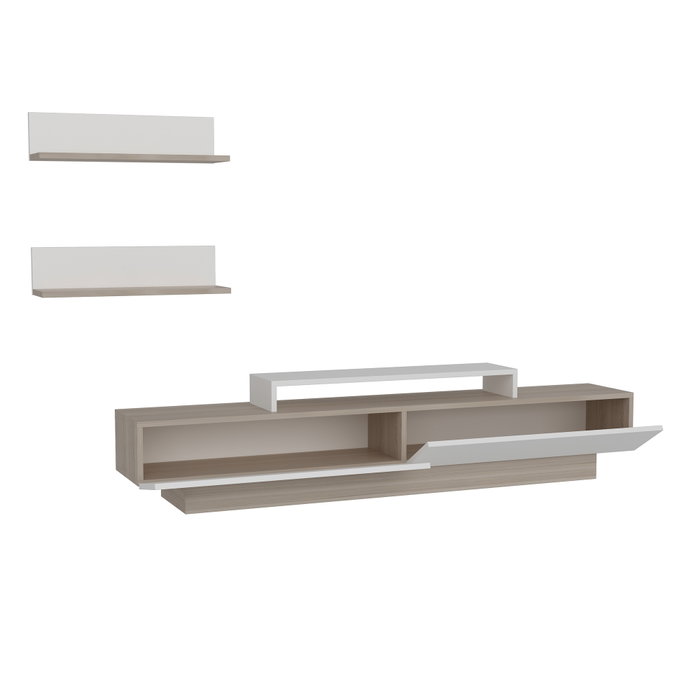 Hanah Home Mueble de TV Lusi - Córdoba, Blanco - Medidas: 180 cm ancho x 40 cm alto x 31 cm prof. - Estantes pared 60 cm