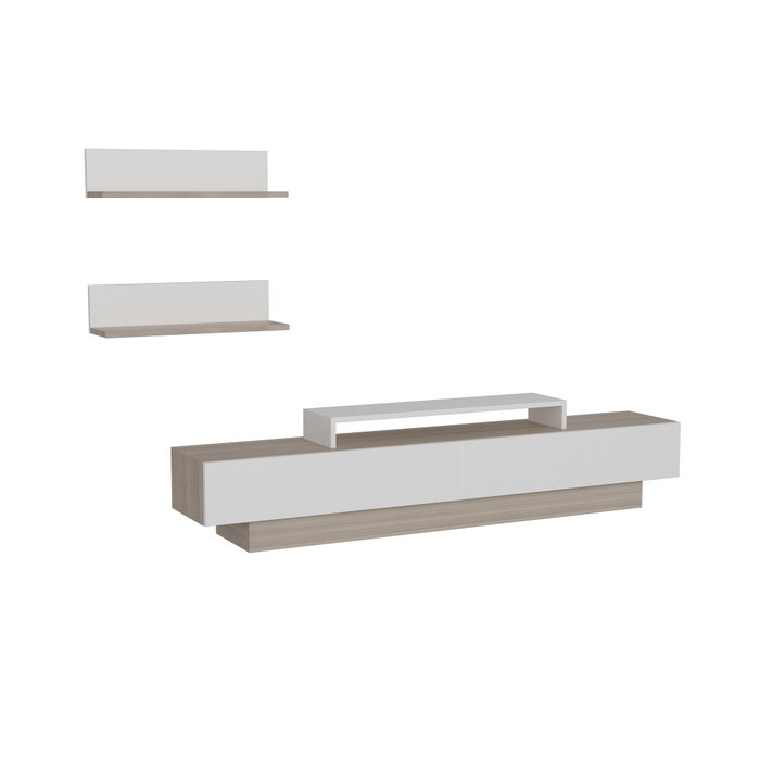 Hanah Home Mueble de TV Lusi - Córdoba, Blanco - Medidas: 180 cm ancho x 40 cm alto x 31 cm prof. - Estantes pared 60 cm