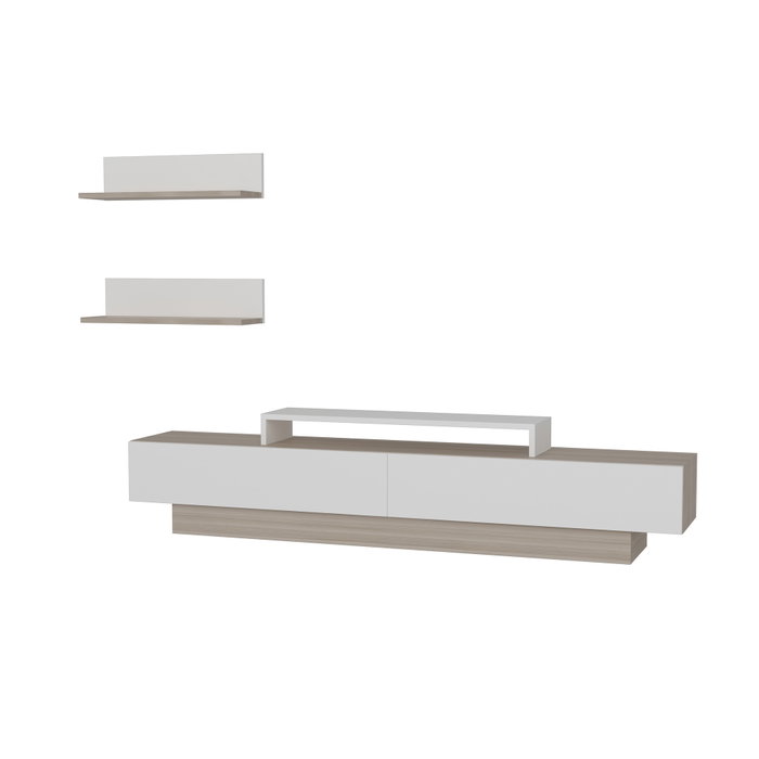 Hanah Home Mueble de TV Lusi - Córdoba, Blanco - Medidas: 180 cm ancho x 40 cm alto x 31 cm prof. - Estantes pared 60 cm