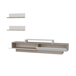 Hanah Home Mueble de TV Lusi - Córdoba, Blanco - Medidas: 180 cm ancho x 40 cm alto x 31 cm prof. - Estantes pared 60 cm